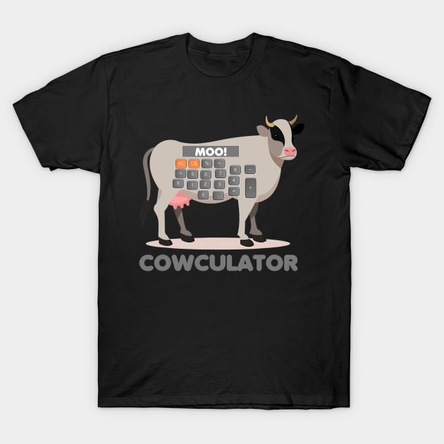 Algebra Math Calculator Funny Problem Solver Cow Moo T-Shirt by HaroldKeller